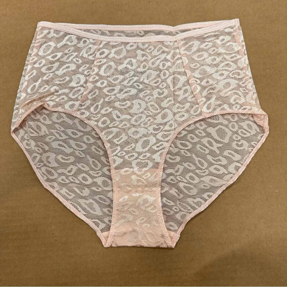 New Ruby Ribbon Allure Brief Panties Shell Pink Leopard Lace